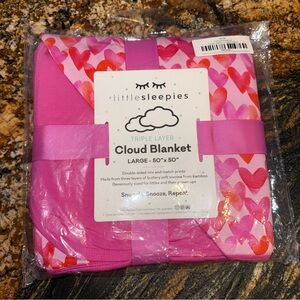 Little Sleepies Pink Watercolor Hearts Cloud Blanket